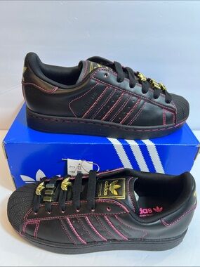 Adidas Originals Superstar II W Black Pink Gold Sneakers JS1380 Women’s size 6.5